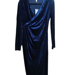 Missufe Navy Blue Shimmering Evening Gown